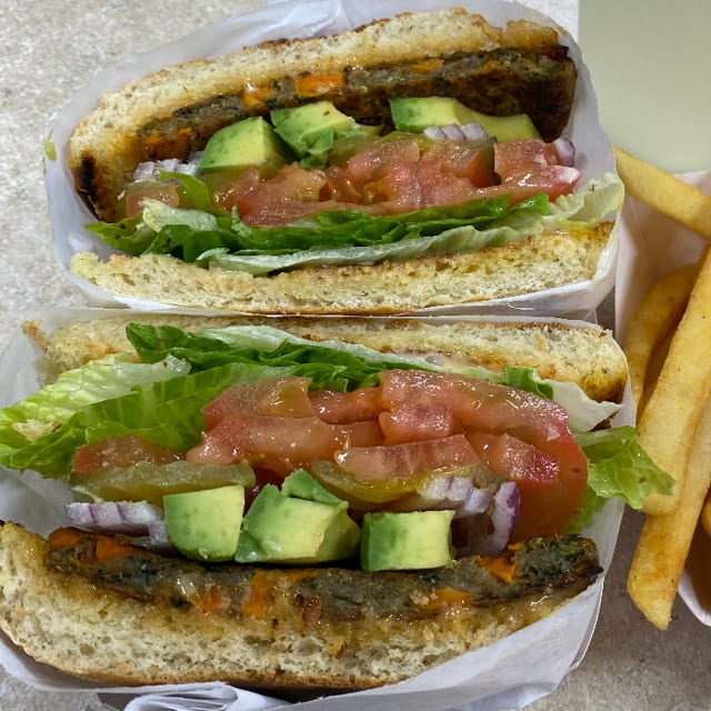 B12. EJ's Fresh Garden Burger.