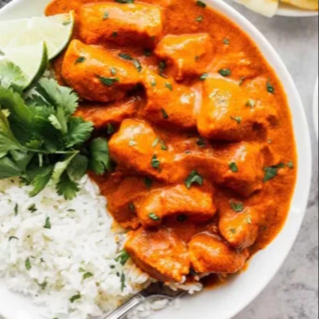 Butter Chicken and Rice.