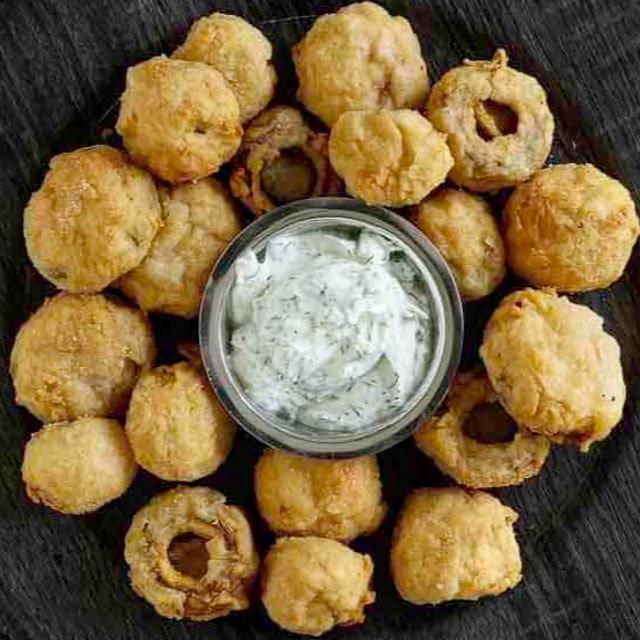 Fried Mushroom with Tartar Sauce.